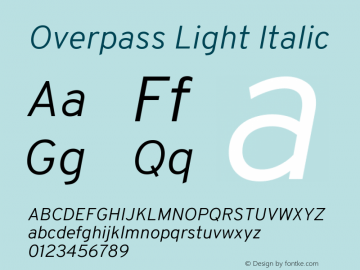 Overpass Light Italic Version 3.000;DELV;Overpass图片样张