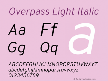 Overpass Light Italic Version 3.000;DELV;Overpass Font Sample