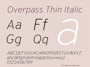 Overpass Thin Italic Version 3.000;DELV;Overpass图片样张