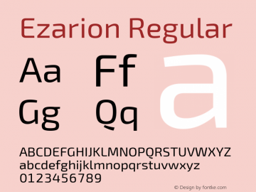 Ezarion Version 1.001;PS 001.001;hotconv 1.0.70;makeotf.lib2.5.58329; ttfautohint (v1.8.1) Font Sample