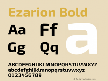 Ezarion Bold Version 1.001;PS 001.001;hotconv 1.0.70;makeotf.lib2.5.58329; ttfautohint (v1.8.1) Font Sample