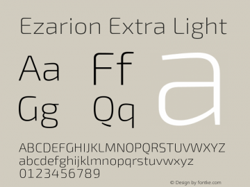 Ezarion Extra Light Version 1.001;PS 001.001;hotconv 1.0.70;makeotf.lib2.5.58329; ttfautohint (v1.8.1)图片样张