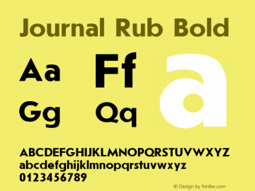 Journal Rub Bold Altsys Metamorphosis:10/5/92 Font Sample