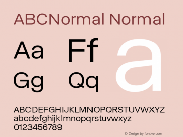 ABC Normal Normal Version 1.000 Font Sample