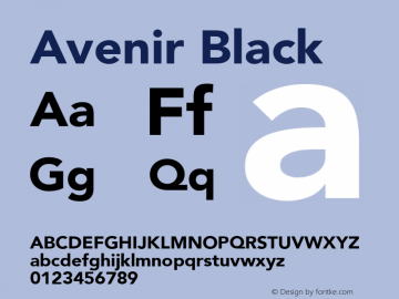 Avenir Black 8.0d3e1 Font Sample