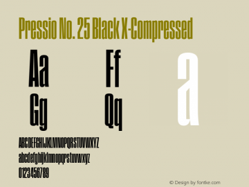 Pressio-No.25 Version 1.000;PS 001.000;hotconv 1.0.88;makeotf.lib2.5.64775 Font Sample