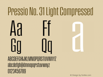 Pressio-No.31 Version 1.000;PS 001.000;hotconv 1.0.88;makeotf.lib2.5.64775 Font Sample