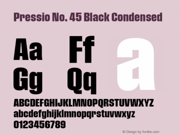 Pressio-No.45 Version 1.000;PS 001.000;hotconv 1.0.88;makeotf.lib2.5.64775 Font Sample