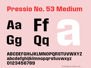 Pressio-No.53 Version 1.000;PS 001.000;hotconv 1.0.88;makeotf.lib2.5.64775 Font Sample