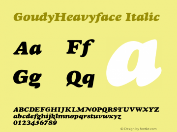 GoudyHeavyface Italic 1.0 Sat May 15 16:33:07 1999 Font Sample