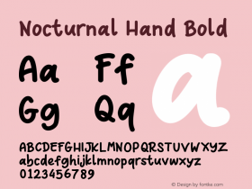 Nocturnal Hand Bold Version 1.00;June 3, 2018;FontCreator 11.0.0.2408 64-bit Font Sample