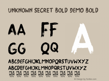 Unknown Secret Bold DEMO Bold Version 1.00;June 19, 2018;FontCreator 11.0.0.2408 64-bit图片样张