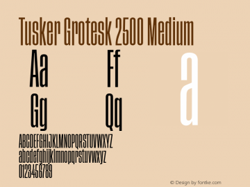 Tusker Grotesk 2500 Medium Version 1.000;PS 001.000;hotconv 1.0.88;makeotf.lib2.5.64775 Font Sample