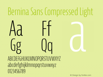 BerninaSans-CompressedLight Version 1.001 Font Sample