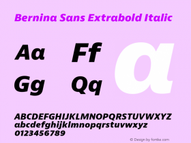 BerninaSans-ExtraboldItalic Version 1.001 Font Sample