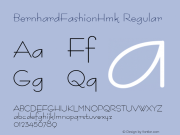 BernhardFashionHmk Regular Macromedia Fontographer 4.1.4 11/8/1999 Font Sample