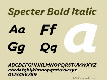 Specter-BoldItalic Version 1.5 | wf-rip DC20180520 Font Sample