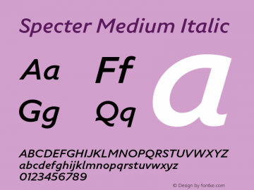 Specter-MediumItalic Version 1.5 | wf-rip DC20180520 Font Sample
