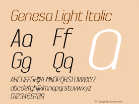 Genesa-LightItalic Version 1.1 | wf-rip DC20180705图片样张