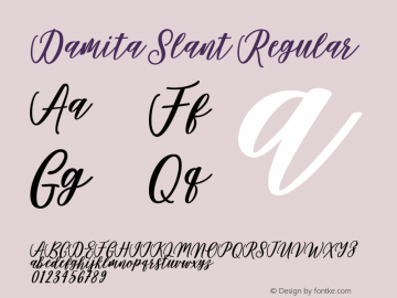 DamitaSlant Version 1.000 Font Sample