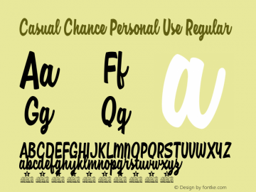 Casual Chance Personal Use Version 1.000 Font Sample