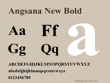 Angsana New Bold Version 2.30 Font Sample