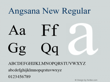 Angsana New Regular Version 2.30 Font Sample