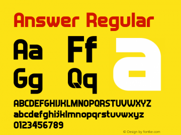 Answer Regular Version 1.000 Font Sample