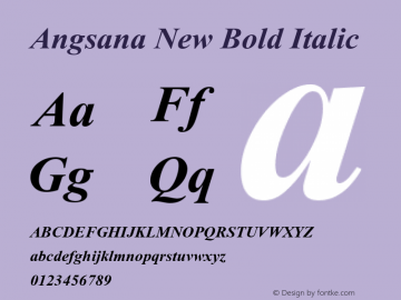 Angsana New Bold Italic Version 5.01图片样张