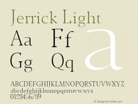 Jerrick Light Version 1.0 Font Sample