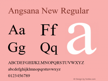 Angsana New Regular Version 5.05图片样张