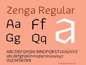Zenga Regular Version 1.000;PS 001.000;hotconv 1.0.88;makeotf.lib2.5.64775 Font Sample