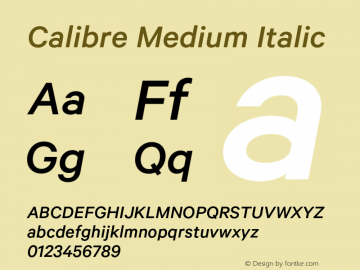 Calibre-MediumItalic Version 1.002;PS 001.001;hotconv 1.0.57;makeotf.lib2.0.21895图片样张