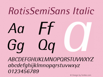 RotisSemiSans Italic Version 001.000图片样张