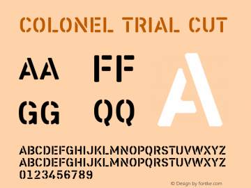 Colonel Trial Cut Version 1.000;PS 1.0;hotconv 1.0.88;makeotf.lib2.5.647800 Font Sample