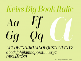 KeissBig-BookItalic Version 1.000;PS 001.000;hotconv 1.0.88;makeotf.lib2.5.64775 Font Sample