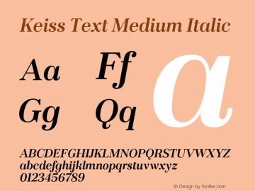 KeissText-MediumItalic Version 1.000;PS 001.000;hotconv 1.0.88;makeotf.lib2.5.64775 Font Sample