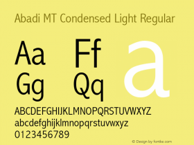 Abadi MT Condensed Light Regular Version 1.00 Font Sample