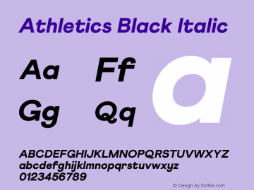 Athletics Black Italic Version 1.000 Font Sample