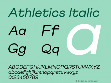 Athletics Italic Version 1.000 Font Sample