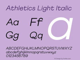 Athletics Light Italic Version 1.000 Font Sample