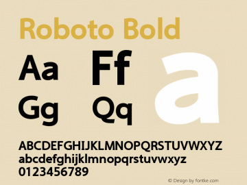 Roboto Bold Version 2.00 June 3, 2016 Font Sample