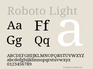 Roboto-Light Version 1.200310; 2013图片样张