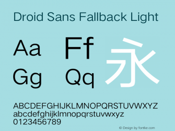 Droid Sans Fallback Version 5.00 Font Sample