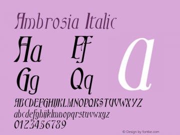 AmbrosiaItalic Version 001.000图片样张