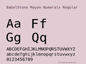 BabelStone Mayan Numerals Version 11.000 June 09, 2018图片样张