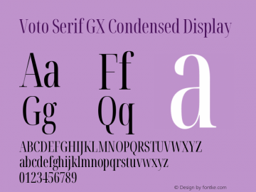 Voto Serif GX Condensed Display Version 91.903 Font Sample
