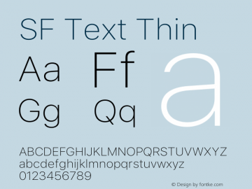 SF Text Thin Version 13.0d1e55 Font Sample