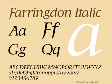 Farringdon Italic Version 1.0 20-10-2002 Font Sample