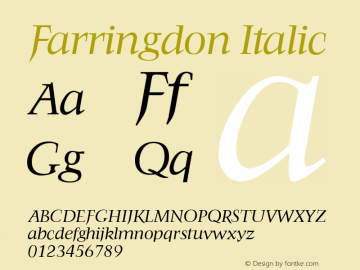 Farringdon Italic 1.0 Sat May 15 14:49:27 1999图片样张